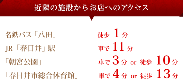 近隣の施設からお店へのアクセス